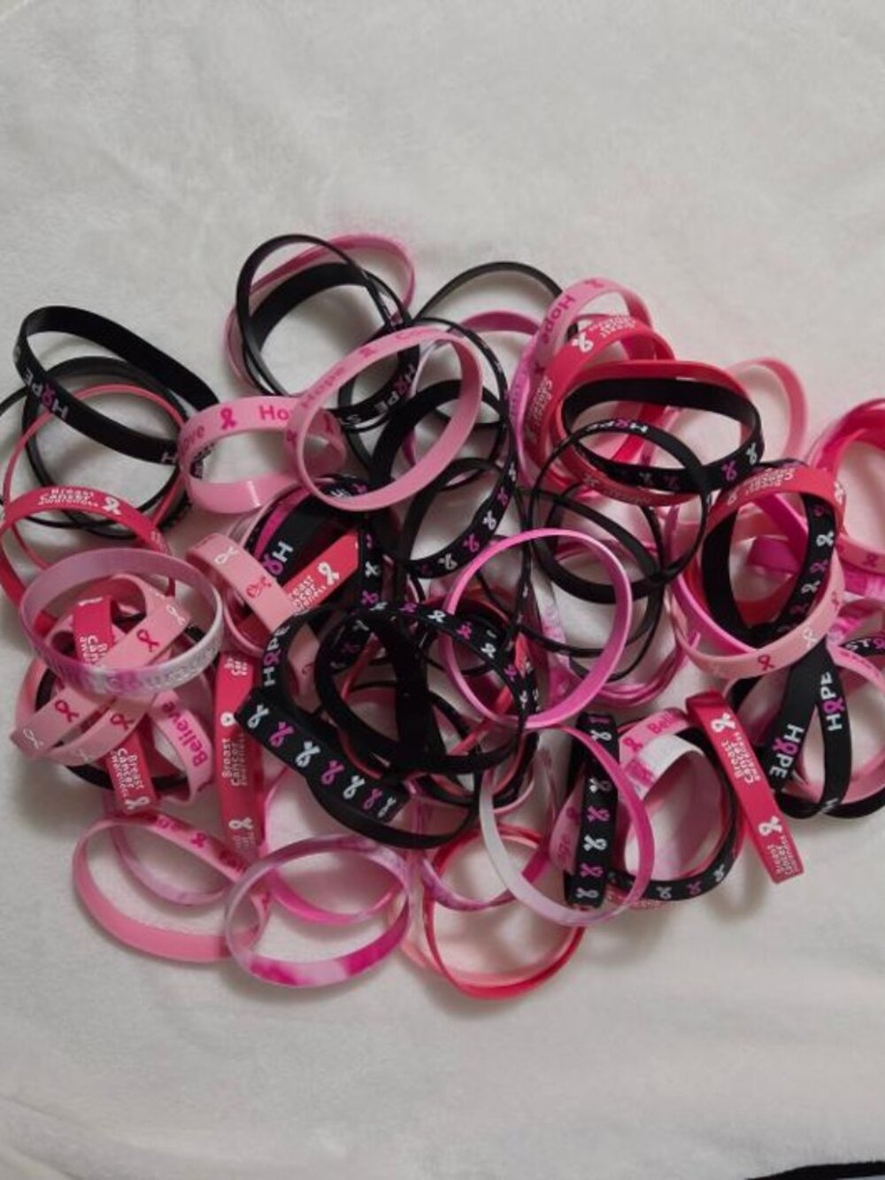 85 pcs Breast Cancer Awareness Silicone Bracelets Wristbands